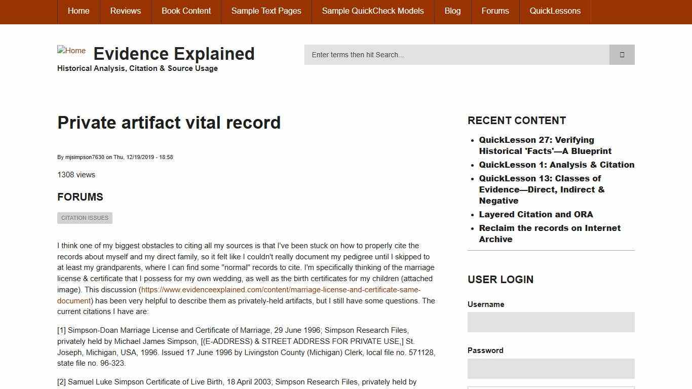 Private artifact vital record Evidence Explained