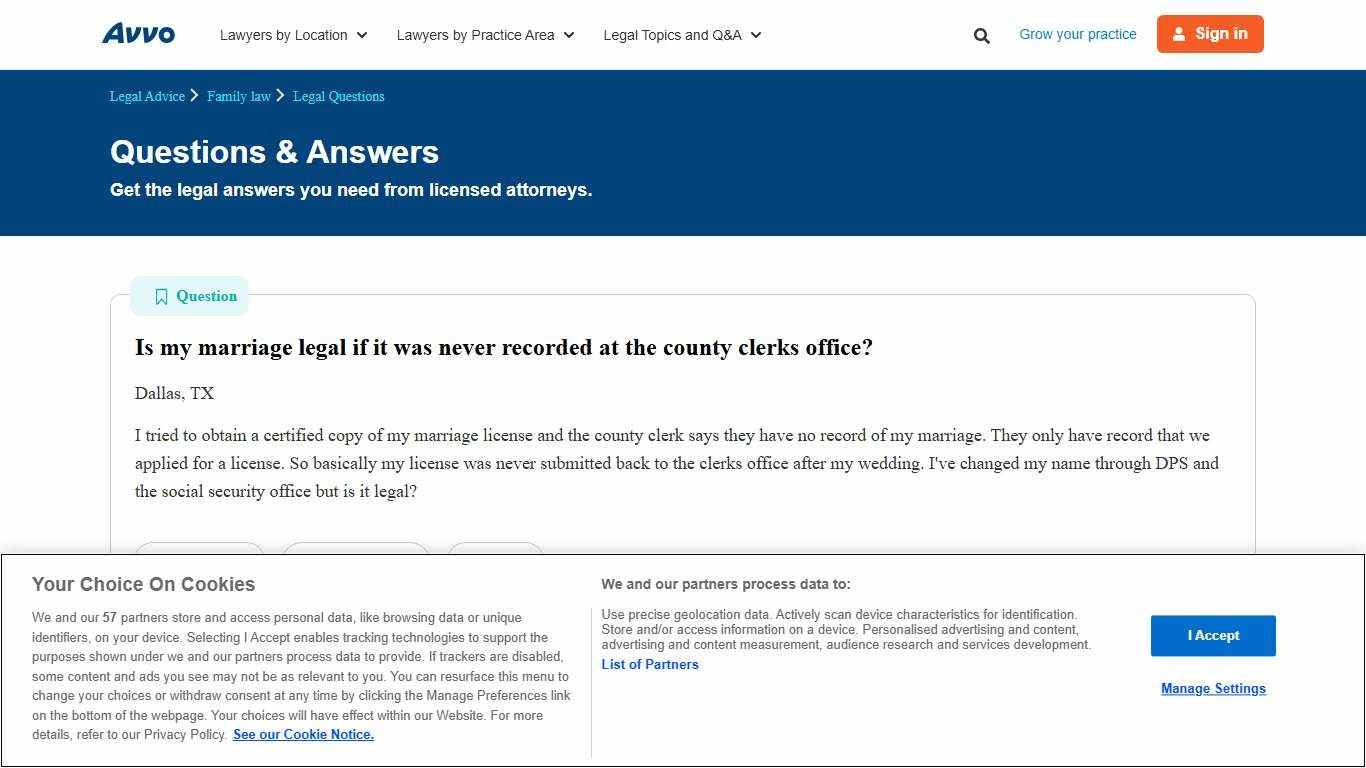 Is my marriage legal if it was never recorded at the county clerks office? - Legal Answers